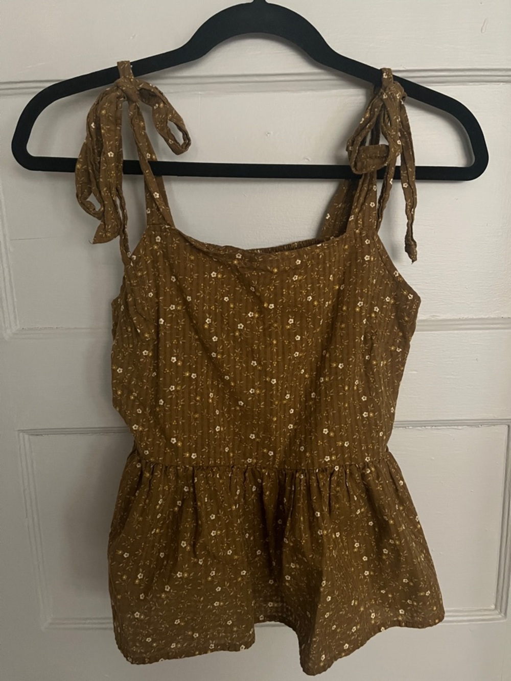 Madewell Brown Floral Tie-Shoulder Peplum Camisole